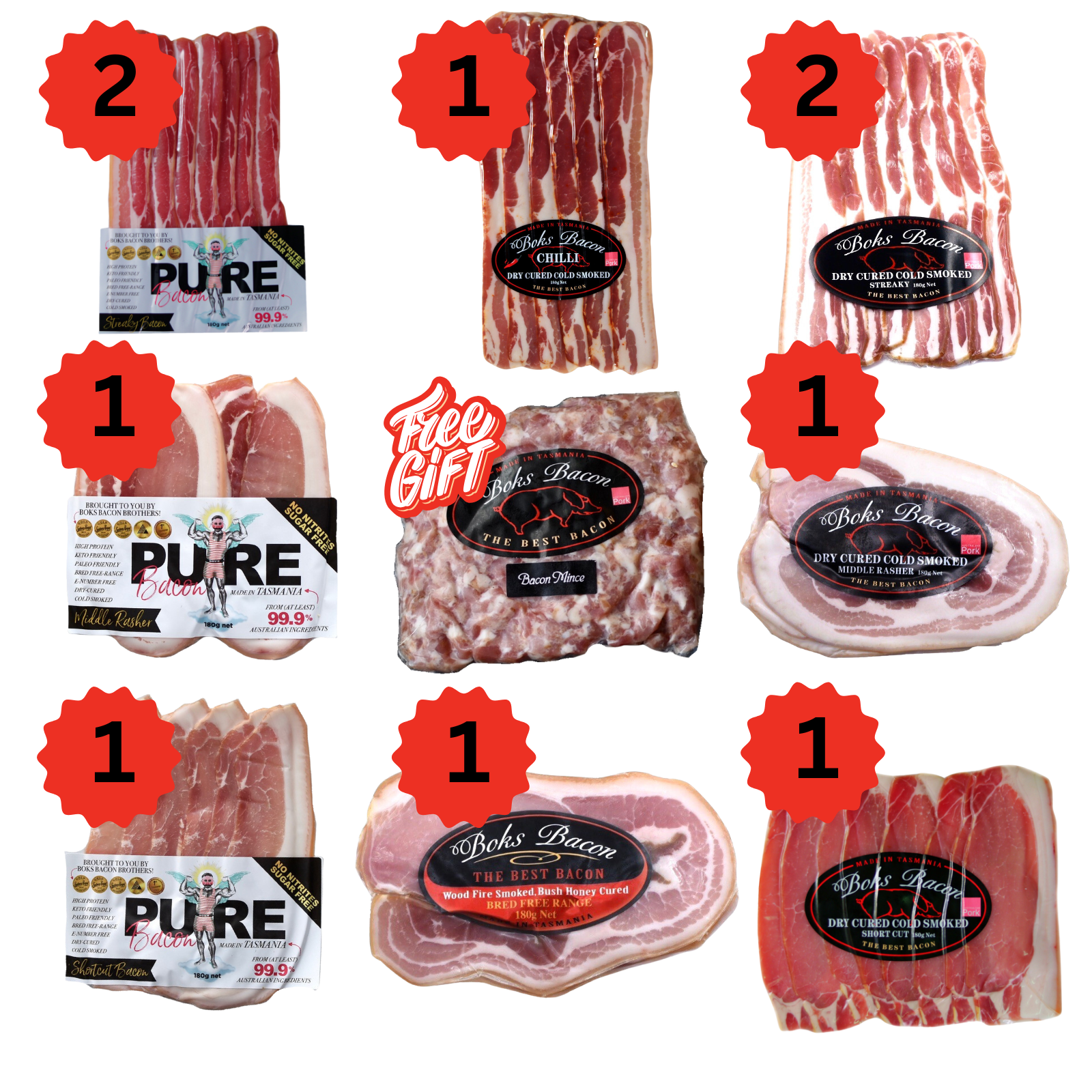 The Tassie Banquet Bacon Box – 10 Assorted Gourmet Bacon Packs - Cheese Therapy